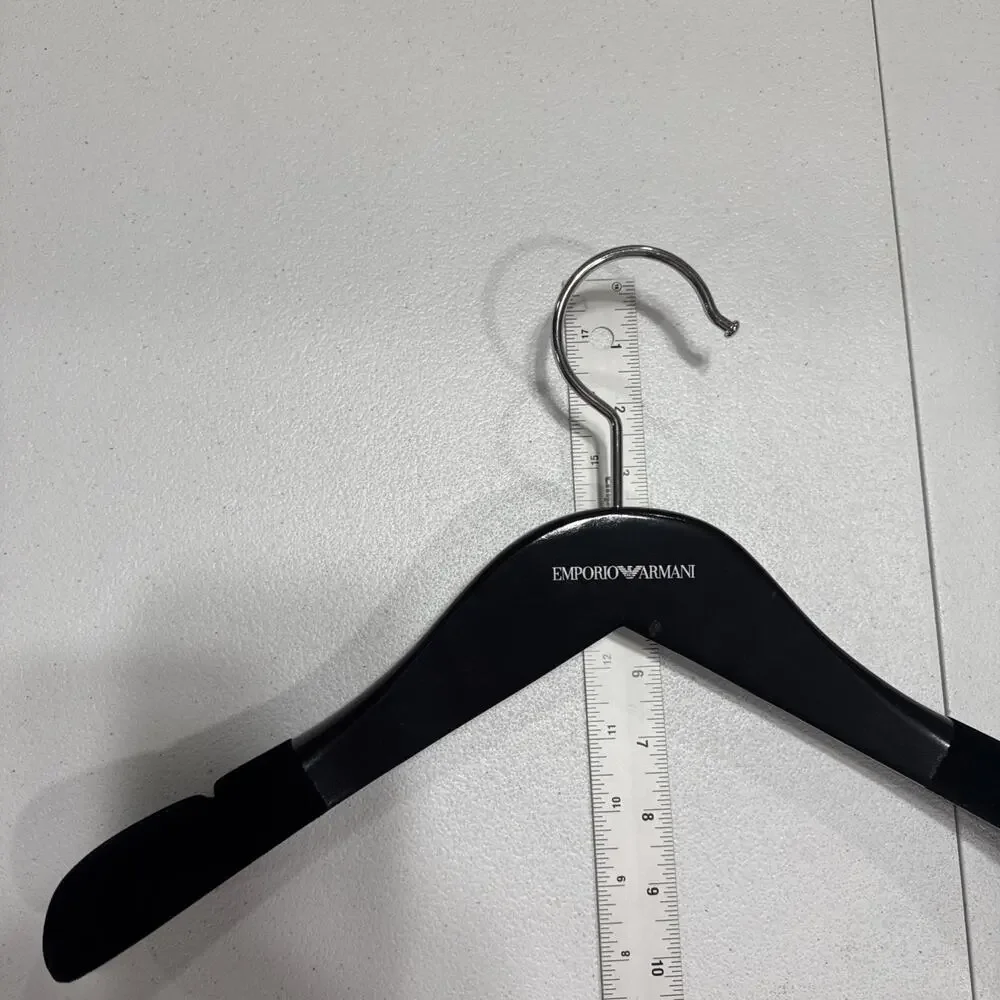 EMPORIO ARMANI Logo Black Wood Hanger For Suit Blazer, Sweaters, Shirts, Jackets